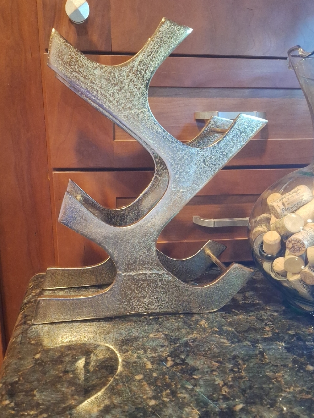 Metal Wine Rack Stand in Antique Gold Finish